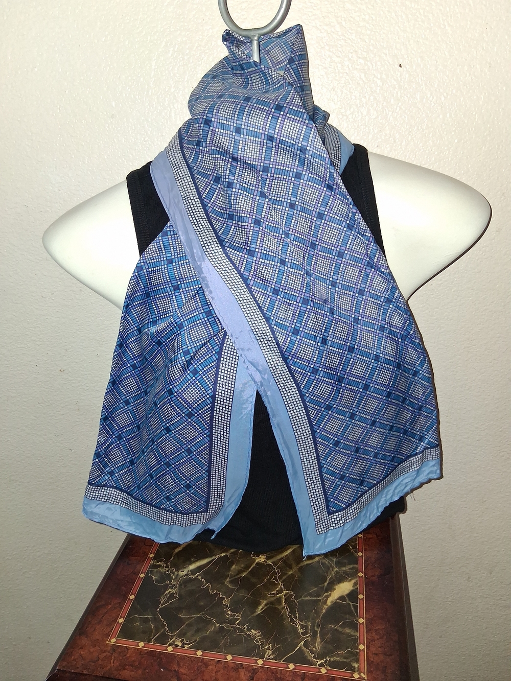 Blue Plaid Women's Scarf -13x43in Lightweight Fashion Accessory